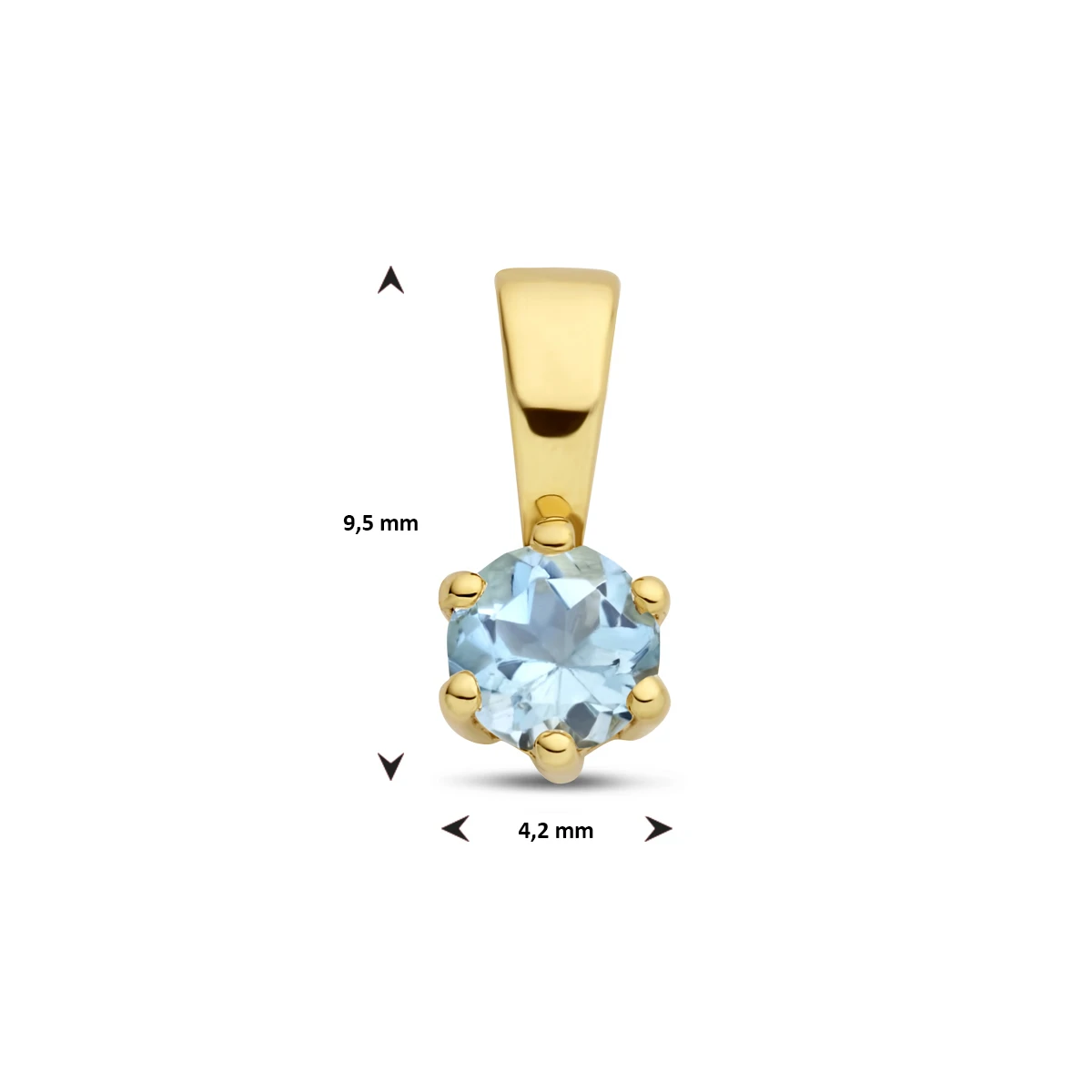 hanger met geboortesteen 9,5 mm 14K geelgoud