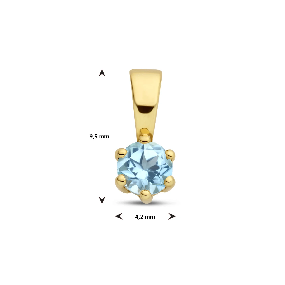 hanger met geboortesteen 9,5 mm 14K geelgoud
