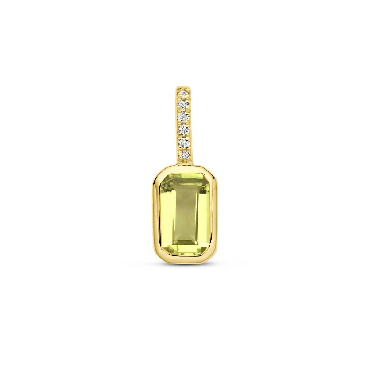 hanger met geboortesteen en diamant 0.012ct H SI 11 mm 14K geelgoud