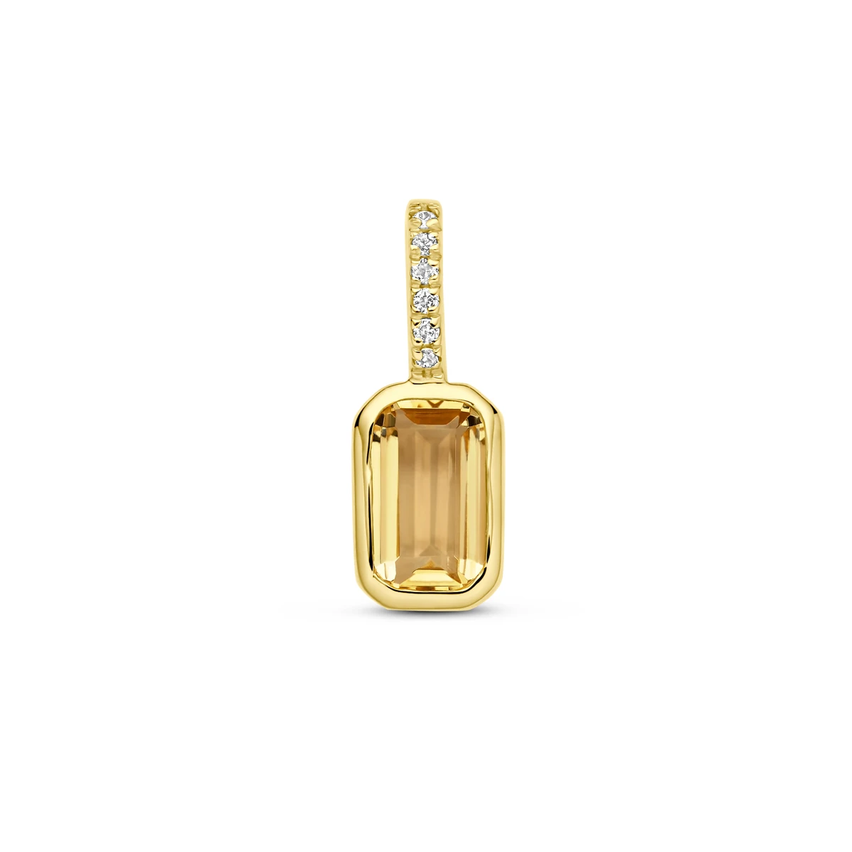 hanger met geboortesteen en diamant 0.012ct H SI 11 mm 14K geelgoud