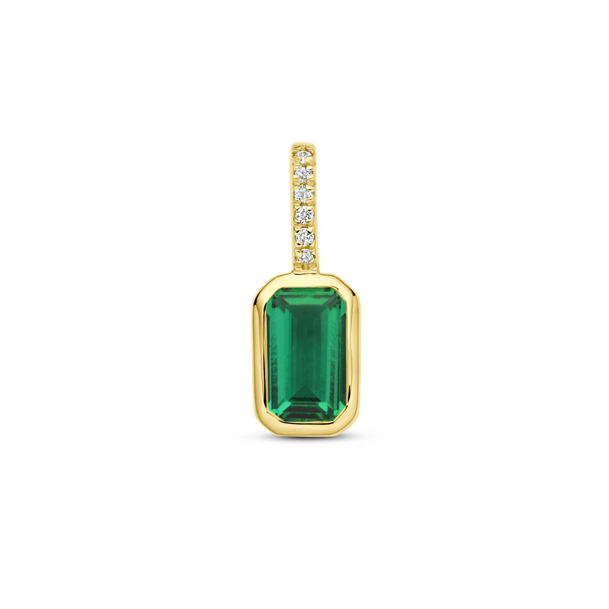 hanger met geboortesteen en diamant 0.012ct H SI 11 mm 14K geelgoud