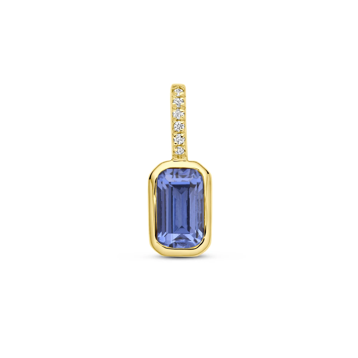 hanger met geboortesteen en diamant 0.012ct H SI 11 mm 14K geelgoud