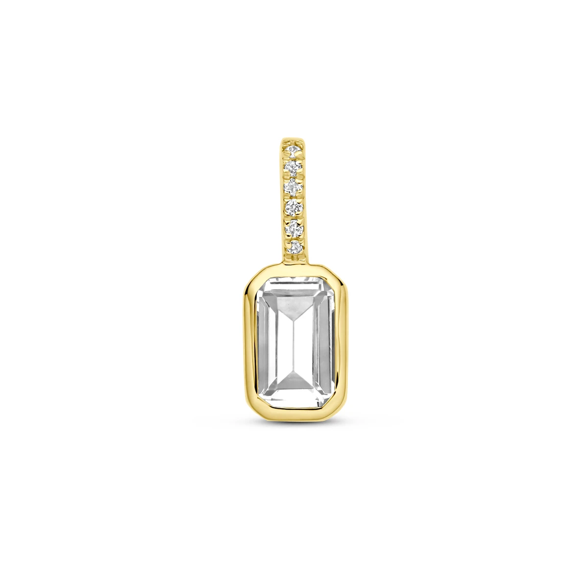 hanger met geboortesteen en diamant 0.012ct H SI 11 mm 14K geelgoud