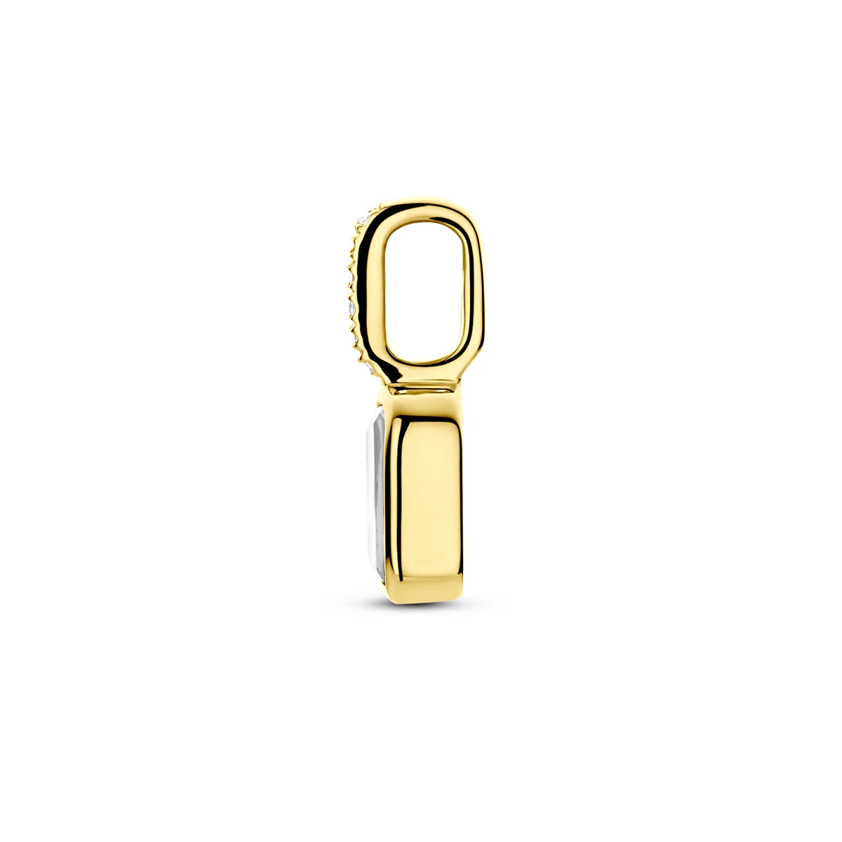 hanger met geboortesteen en diamant 0.012ct H SI 11 mm 14K geelgoud