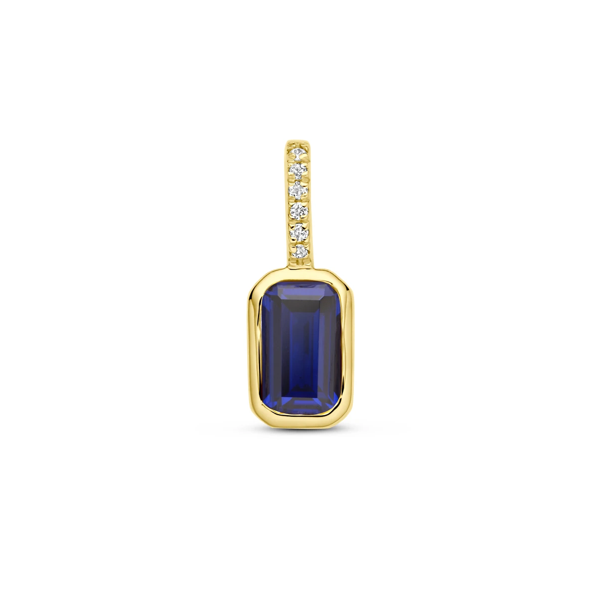 hanger met geboortesteen en diamant 0.012ct H SI 11 mm 14K geelgoud