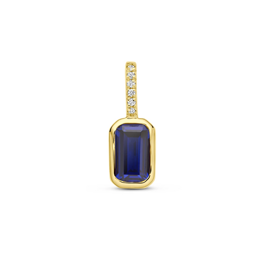 hanger met geboortesteen en diamant 0.012ct H SI 11 mm 14K geelgoud
