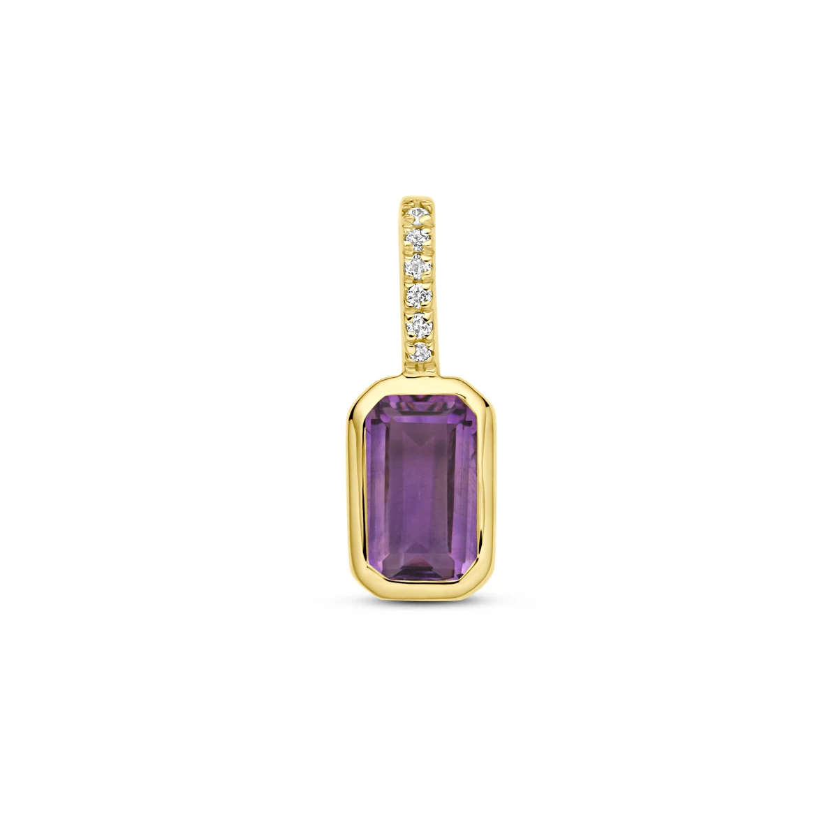 hanger met geboortesteen en diamant 0.012ct H SI 11 mm 14K geelgoud