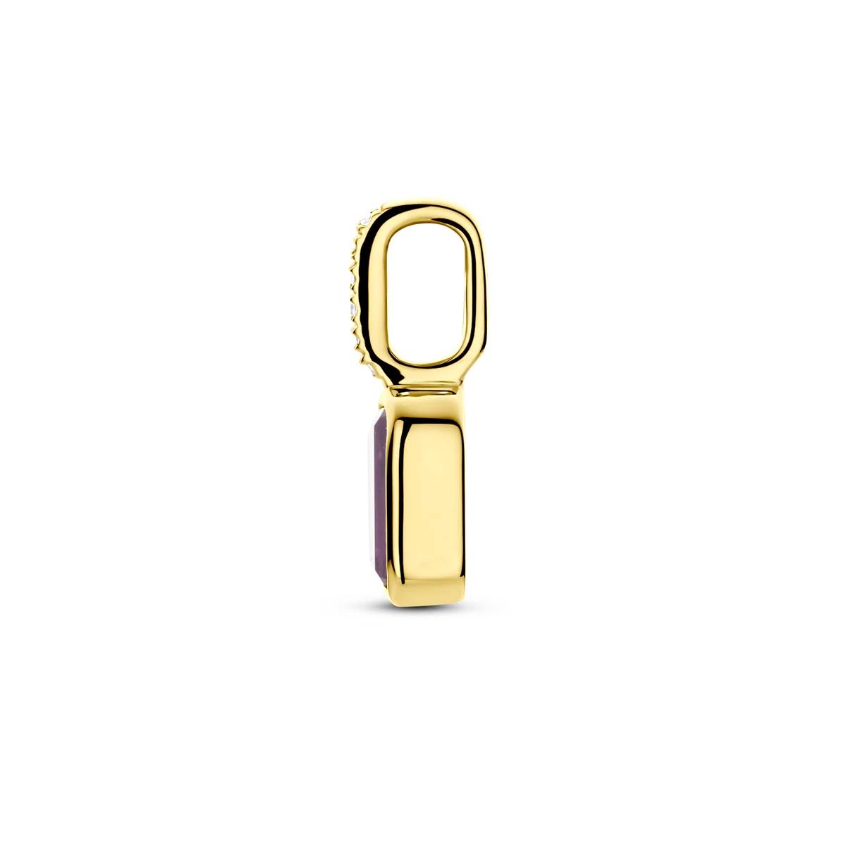 hanger met geboortesteen en diamant 0.012ct H SI 11 mm 14K geelgoud