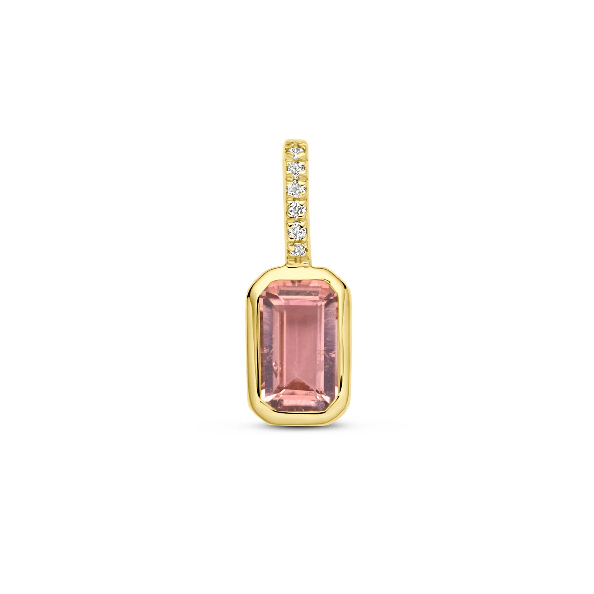 hanger met geboortesteen en diamant 0.012ct H SI 11 mm 14K geelgoud