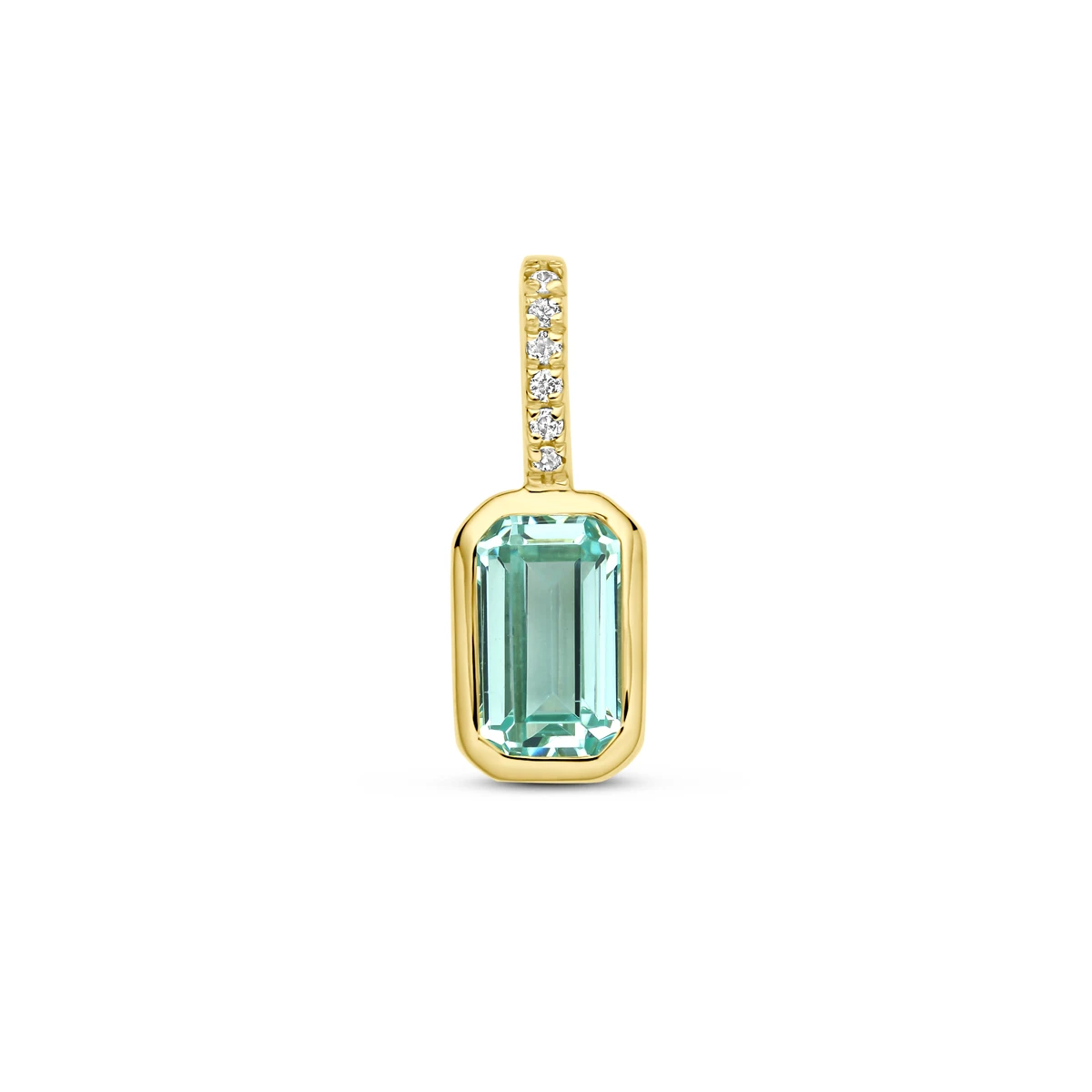 hanger met geboortesteen en diamant 0.012ct H SI 11 mm 14K geelgoud