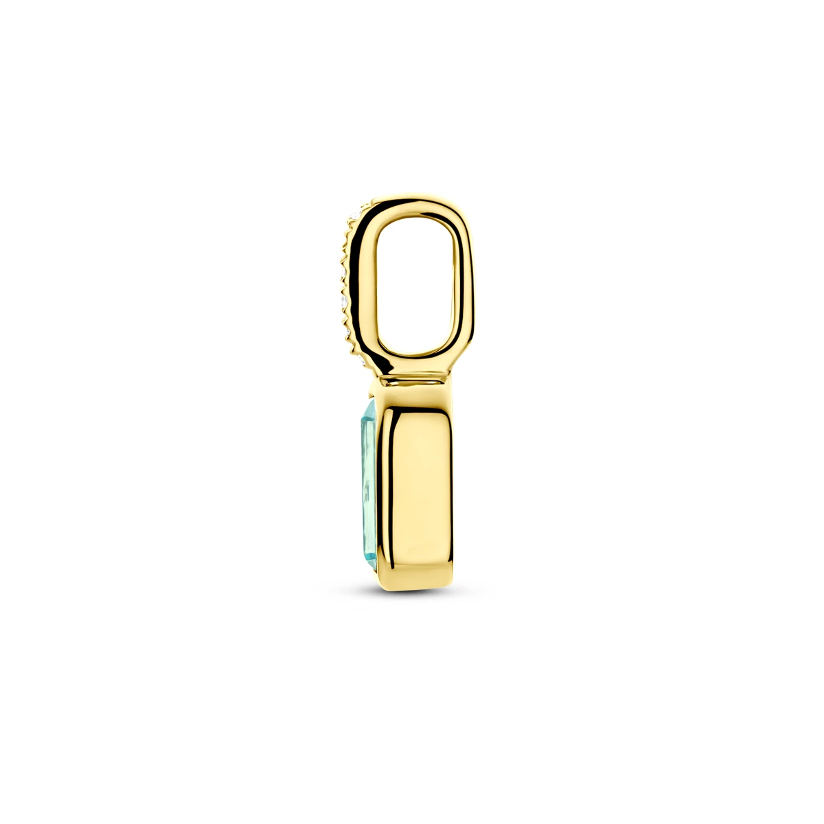 hanger met geboortesteen en diamant 0.012ct H SI 11 mm 14K geelgoud