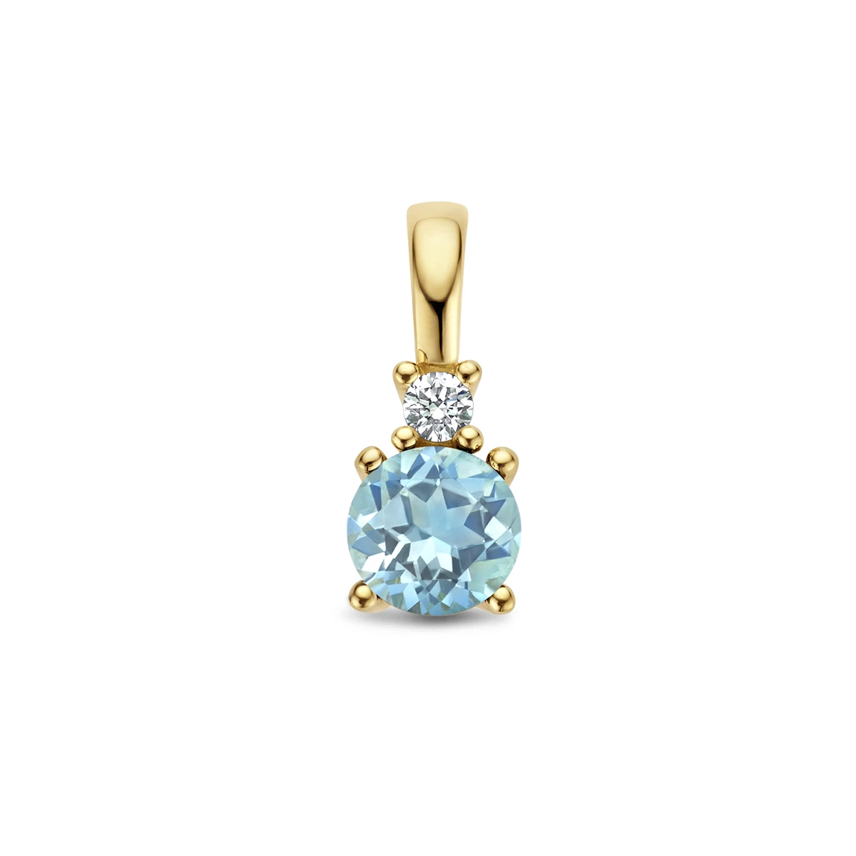 hanger met geboortesteen en diamant 0.02ct h p1 14K geelgoud