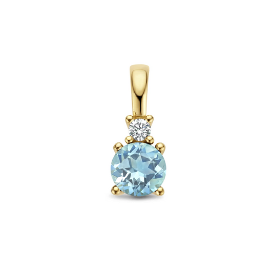 hanger met geboortesteen en diamant 0.02ct h p1 14K geelgoud