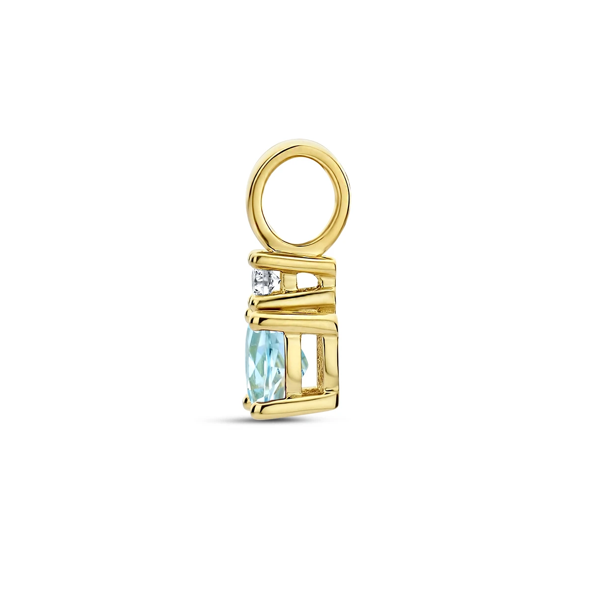hanger met geboortesteen en diamant 0.02ct h p1 14K geelgoud