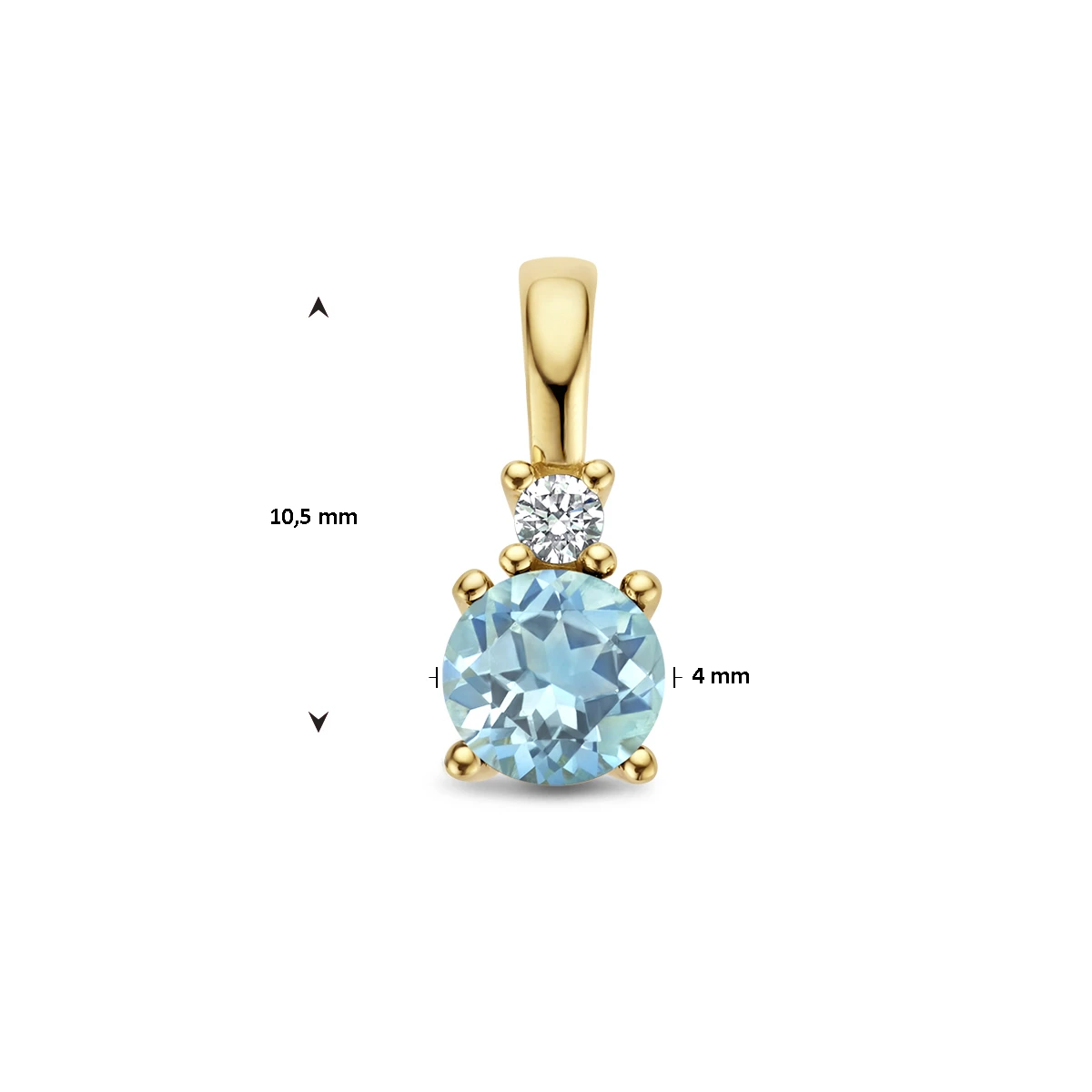 hanger met geboortesteen en diamant 0.02ct h p1 14K geelgoud