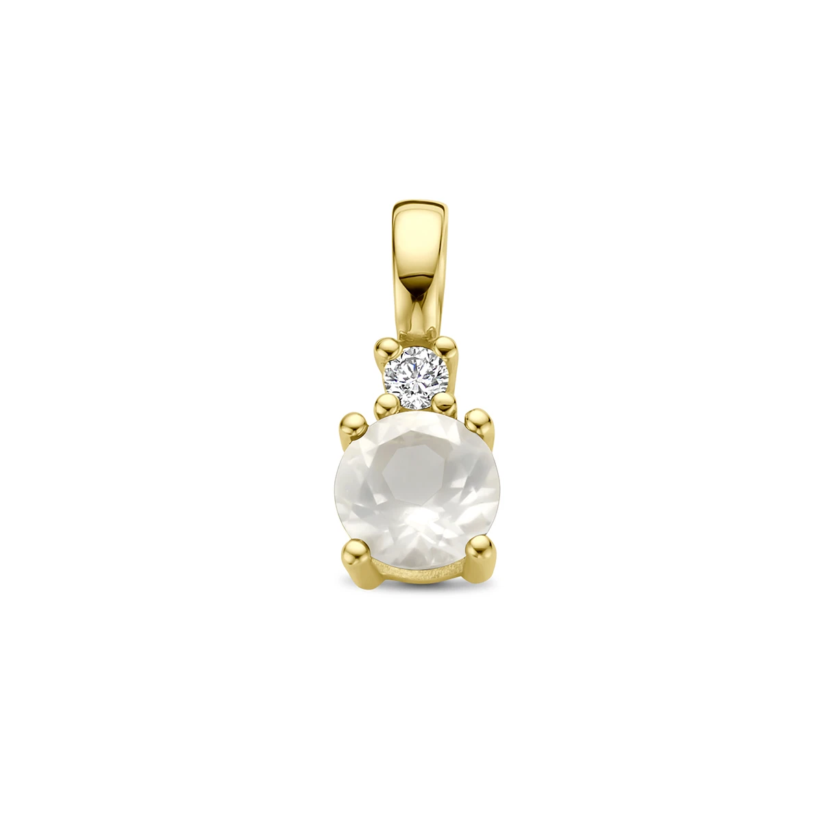 hanger met geboortesteen en diamant 0.02ct h p1 14K geelgoud