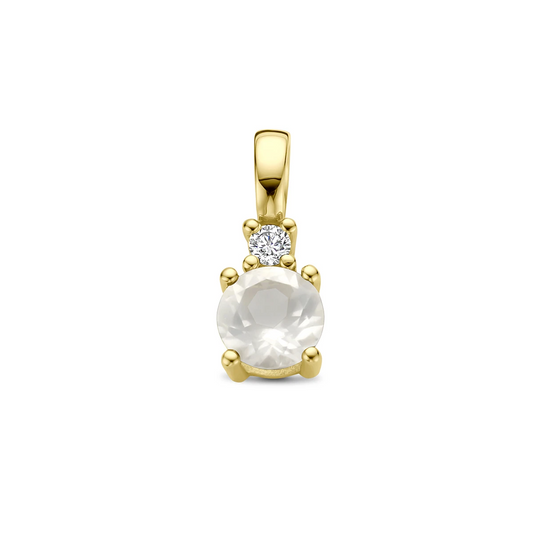 hanger met geboortesteen en diamant 0.02ct h p1 14K geelgoud