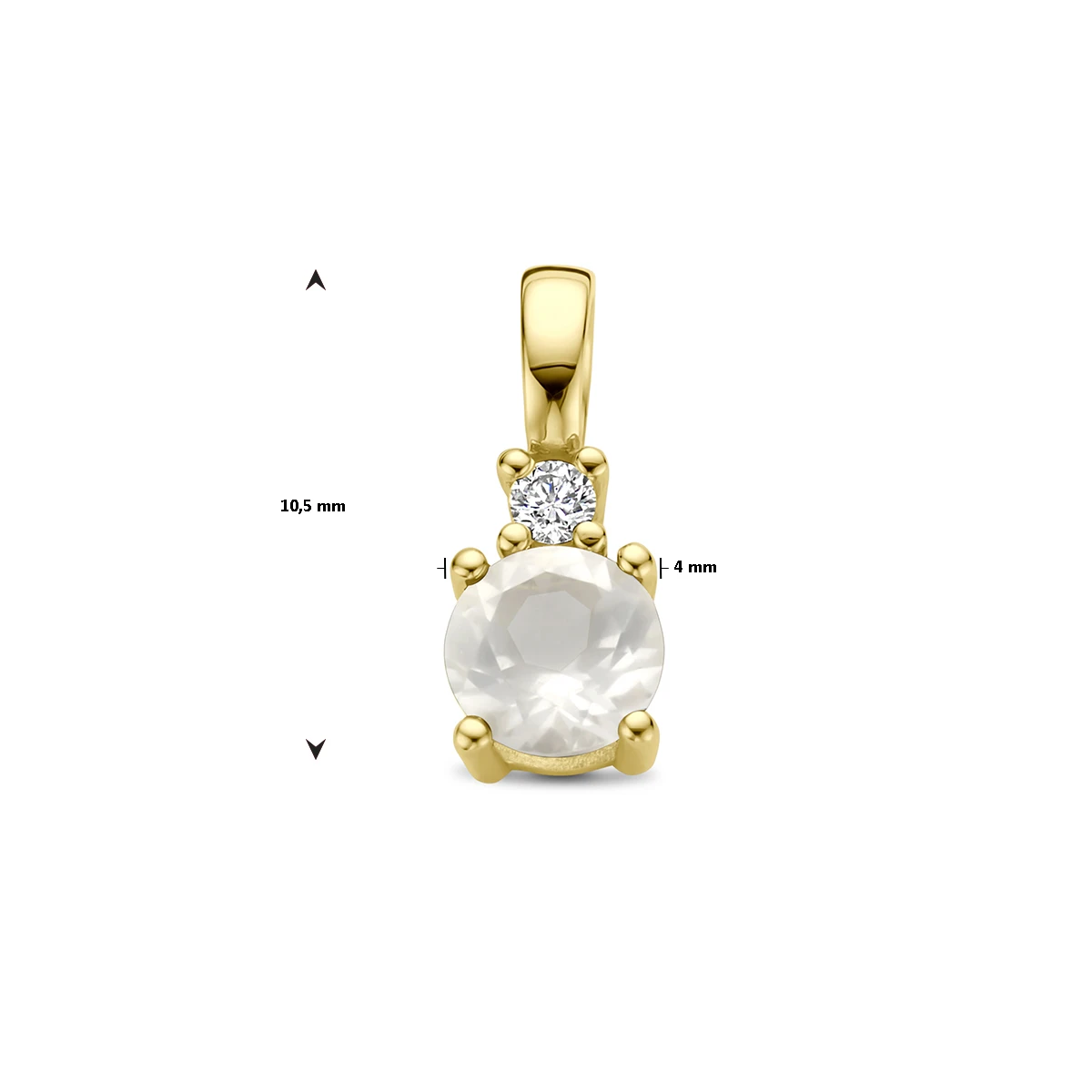 hanger met geboortesteen en diamant 0.02ct h p1 14K geelgoud
