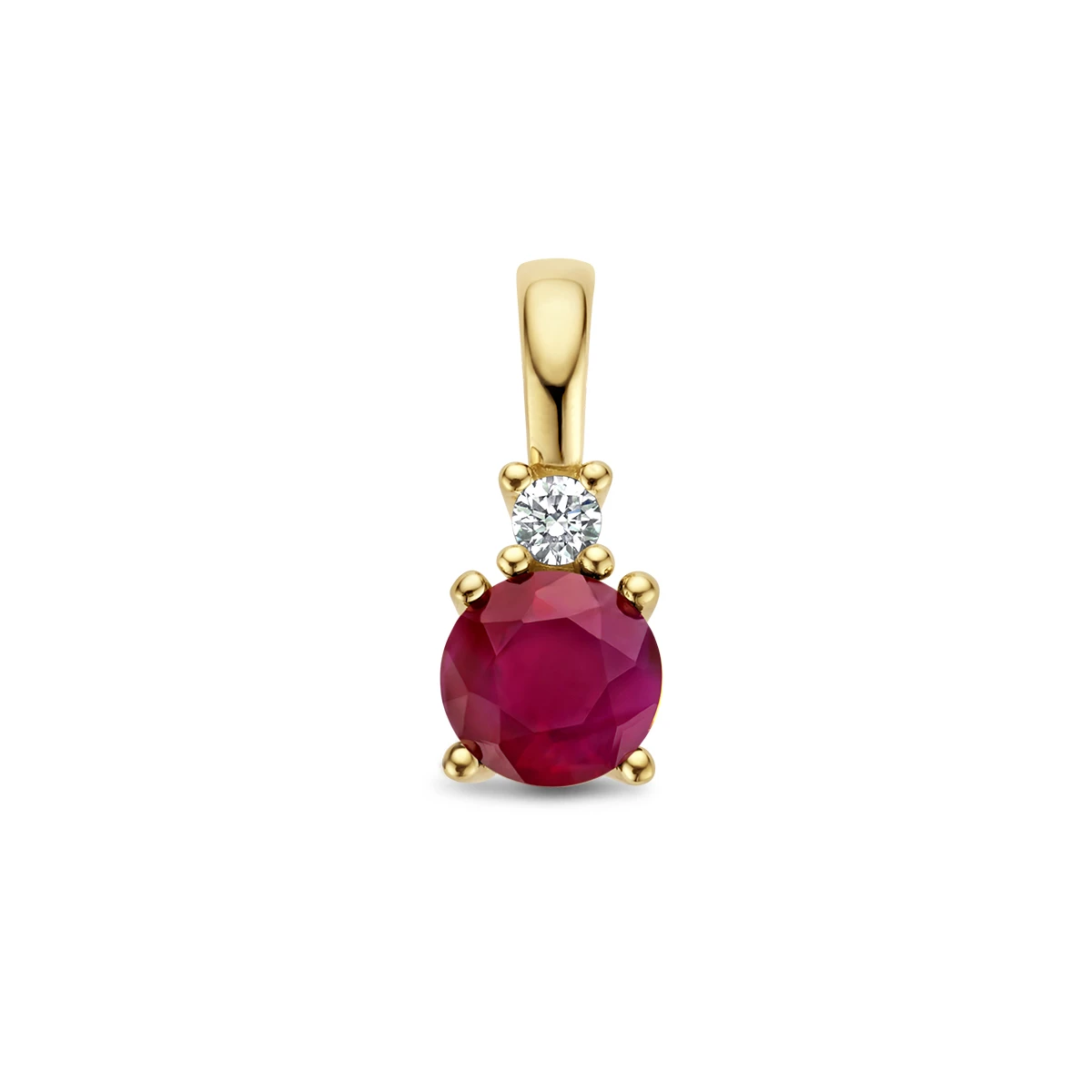 hanger met geboortesteen en diamant 0.02ct h p1 14K geelgoud