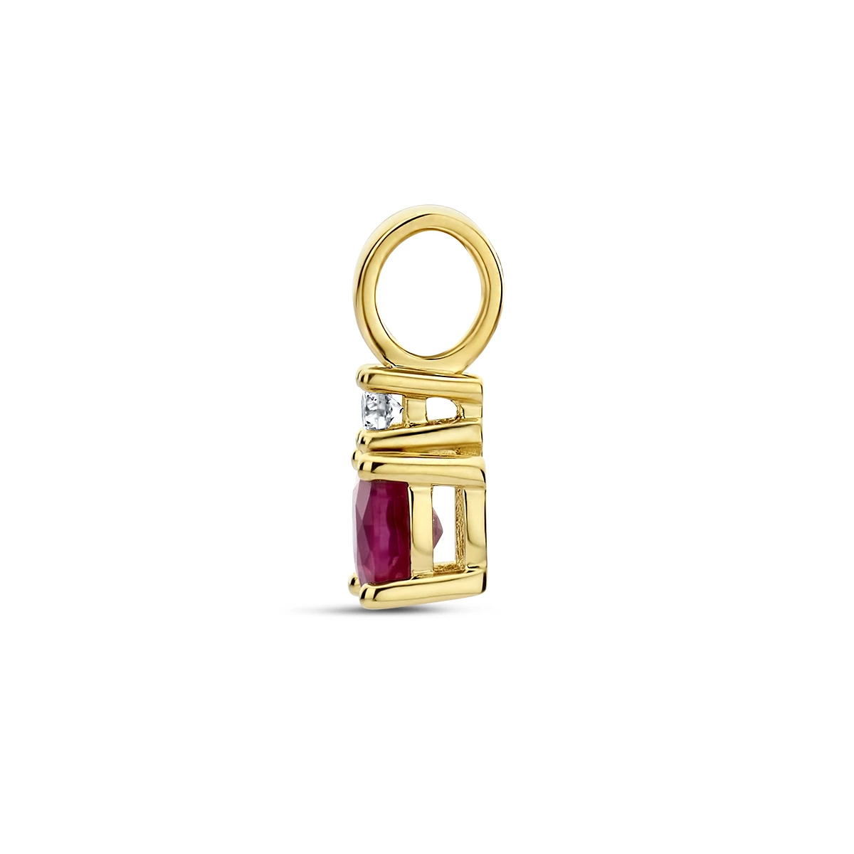 hanger met geboortesteen en diamant 0.02ct h p1 14K geelgoud