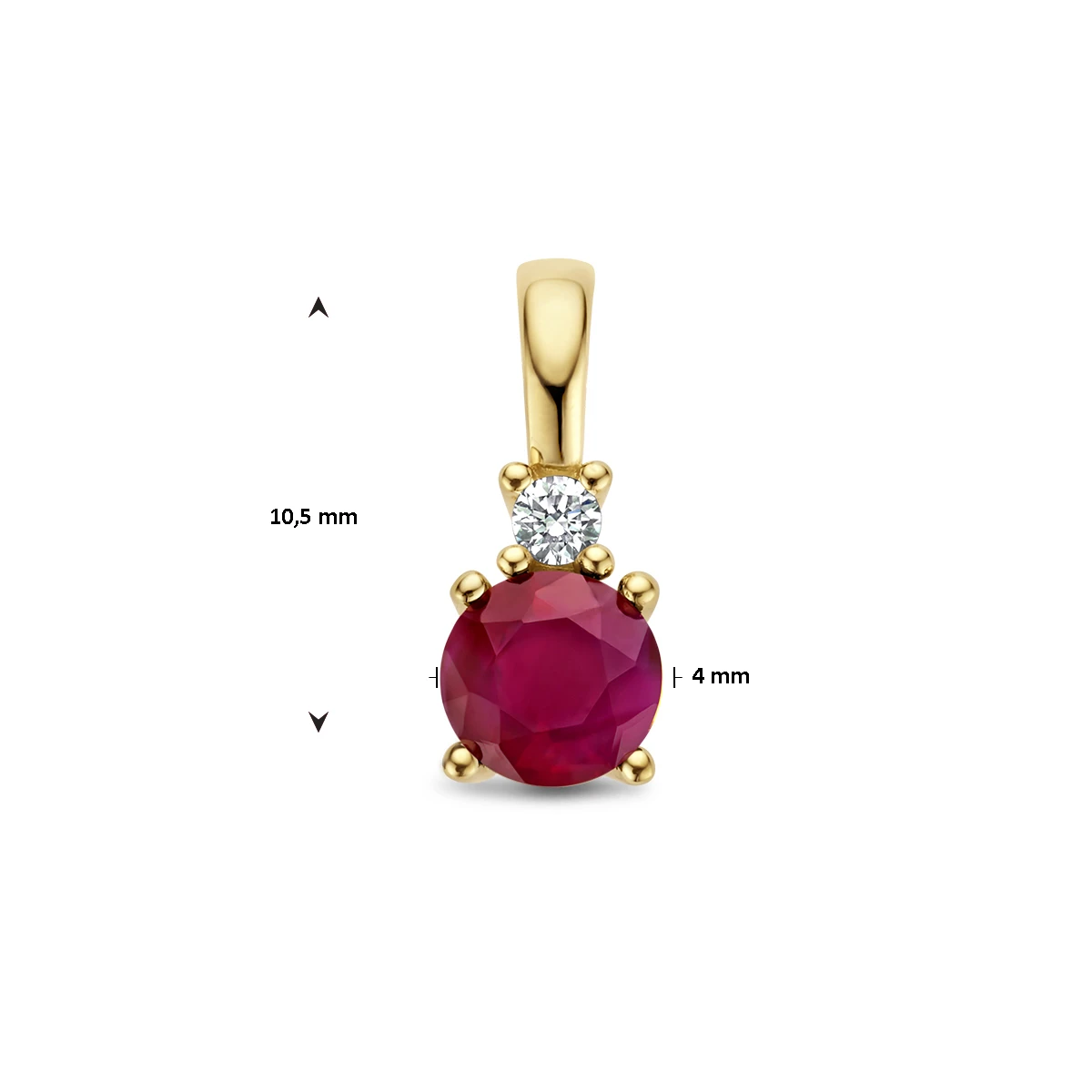 hanger met geboortesteen en diamant 0.02ct h p1 14K geelgoud