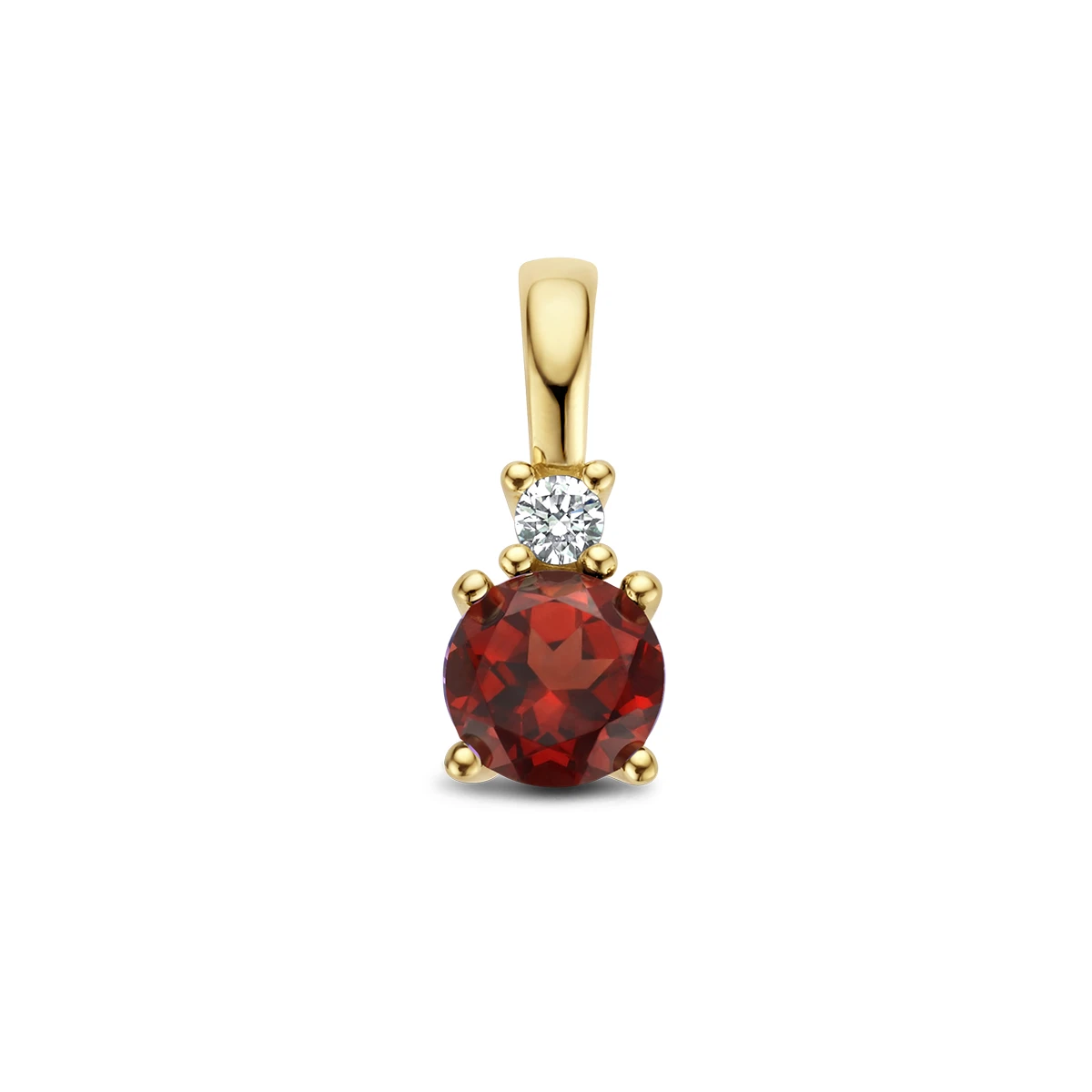 hanger met geboortesteen en diamant 0.02ct h p1 14K geelgoud
