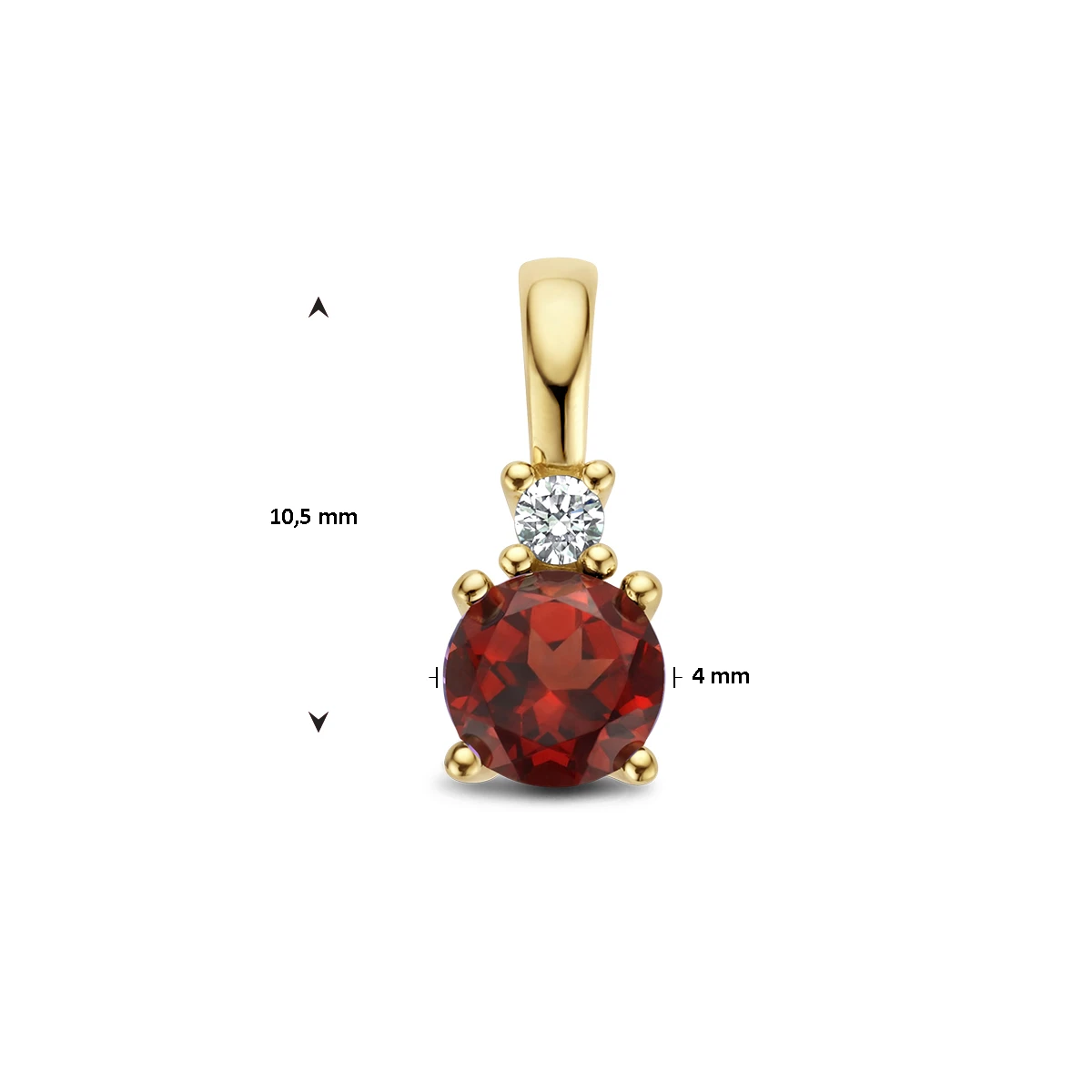 hanger met geboortesteen en diamant 0.02ct h p1 14K geelgoud