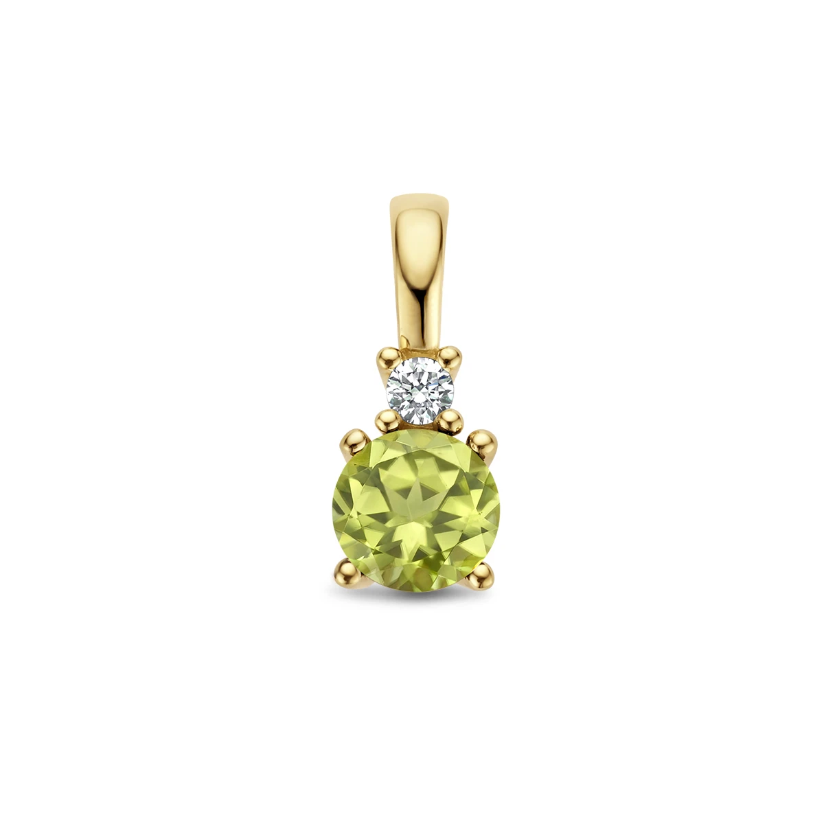 hanger met geboortesteen en diamant 0.02ct h p1 14K geelgoud