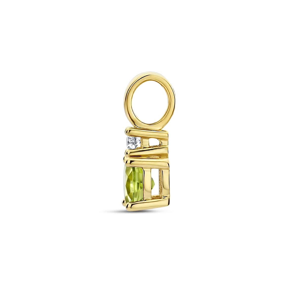 hanger met geboortesteen en diamant 0.02ct h p1 14K geelgoud