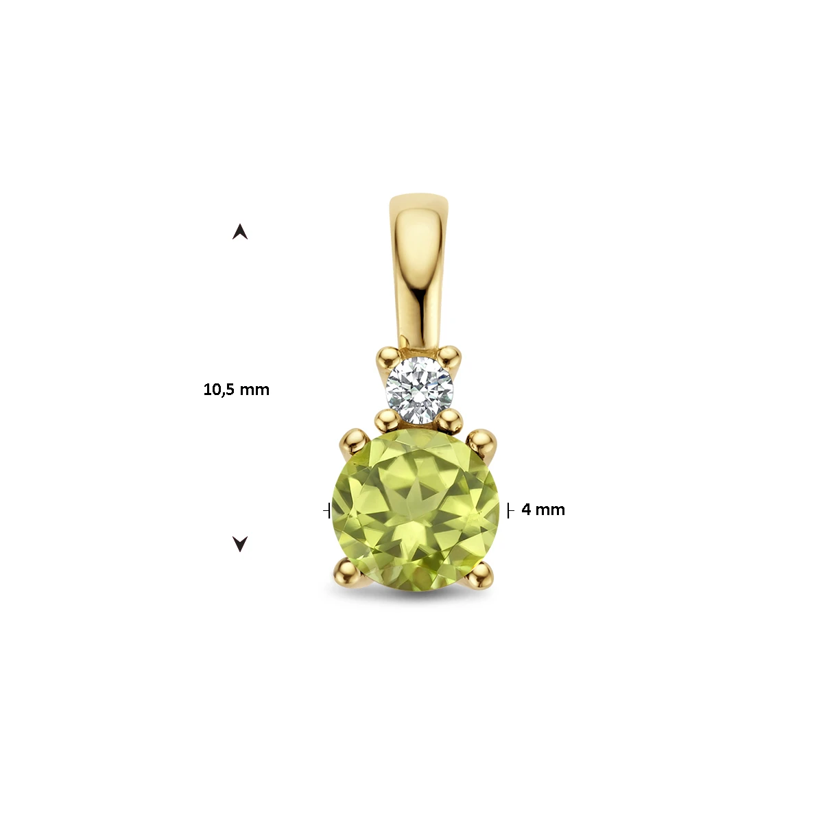 hanger met geboortesteen en diamant 0.02ct h p1 14K geelgoud