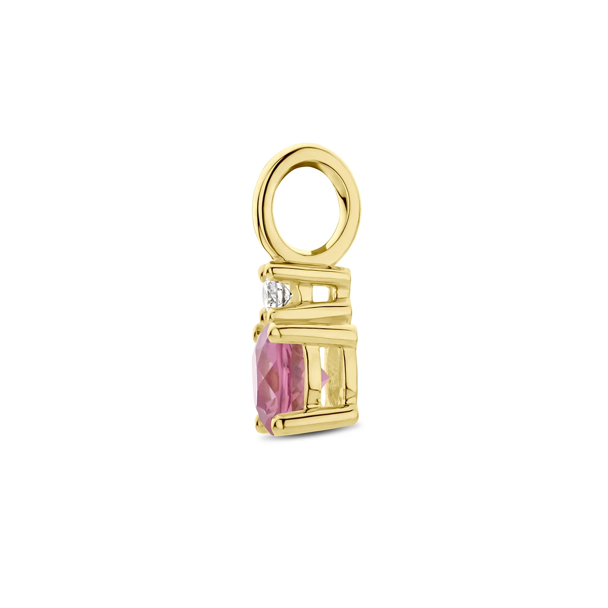 hanger met geboortesteen en diamant 0.02ct h p1 14K geelgoud