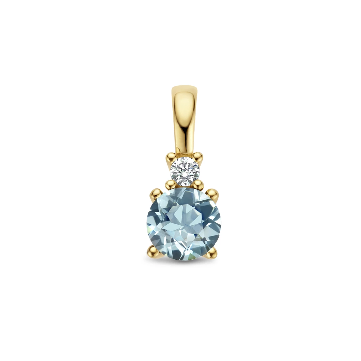 hanger met geboortesteen en diamant 0.02ct h p1 14K geelgoud