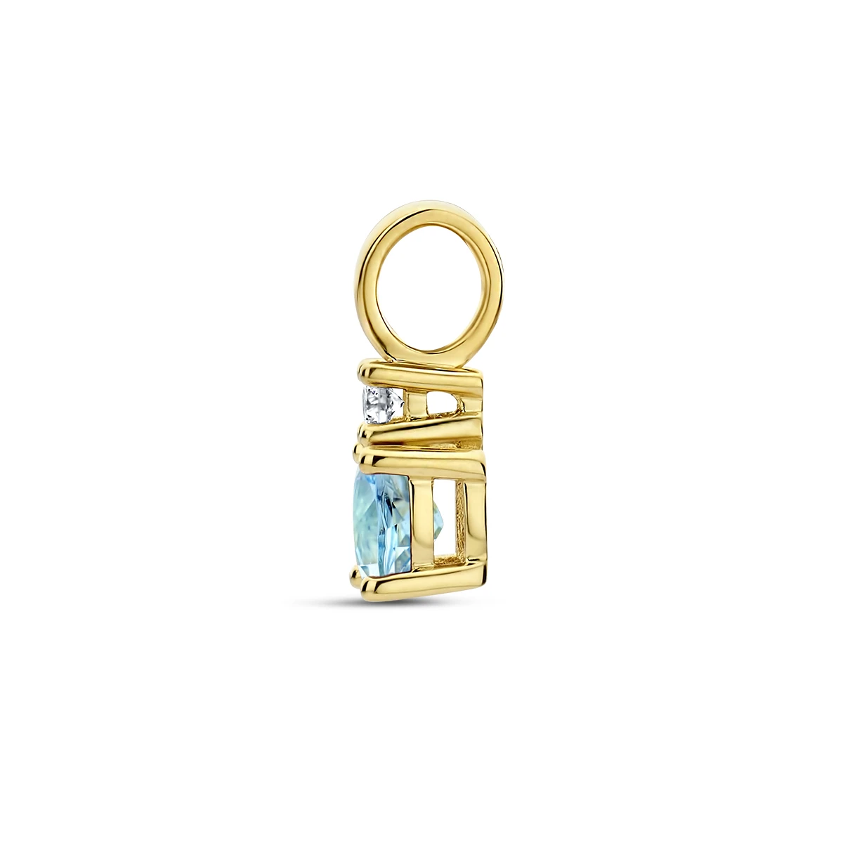 hanger met geboortesteen en diamant 0.02ct h p1 14K geelgoud