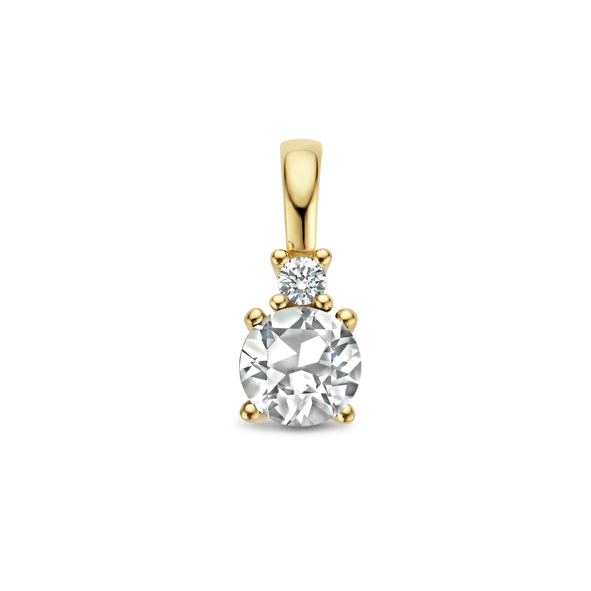 hanger met geboortesteen en diamant 0.02ct h p1 14K geelgoud