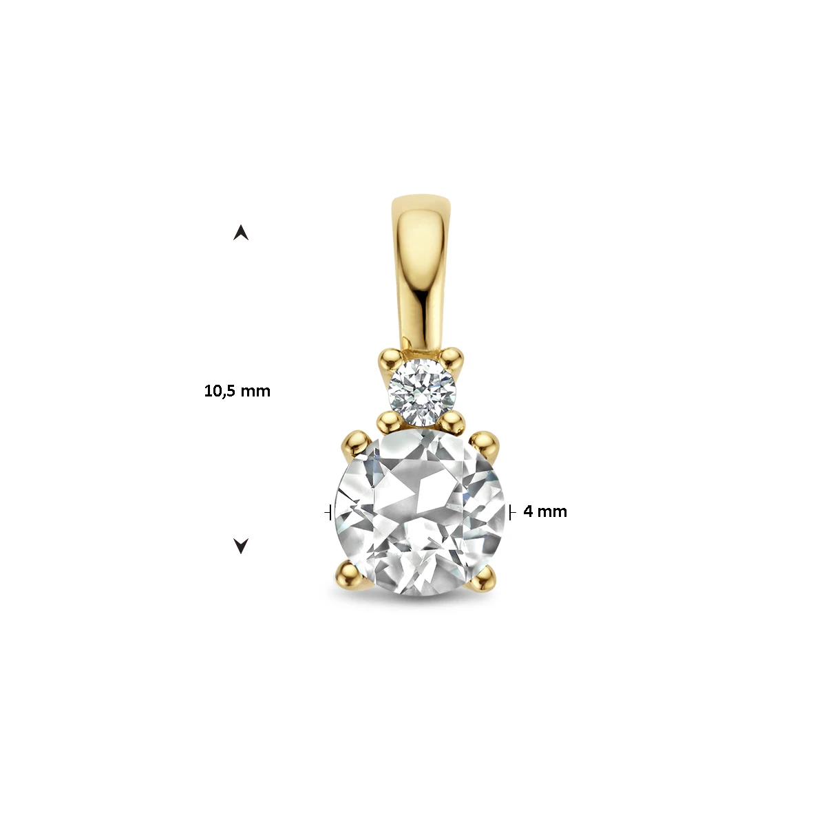 hanger met geboortesteen en diamant 0.02ct h p1 14K geelgoud