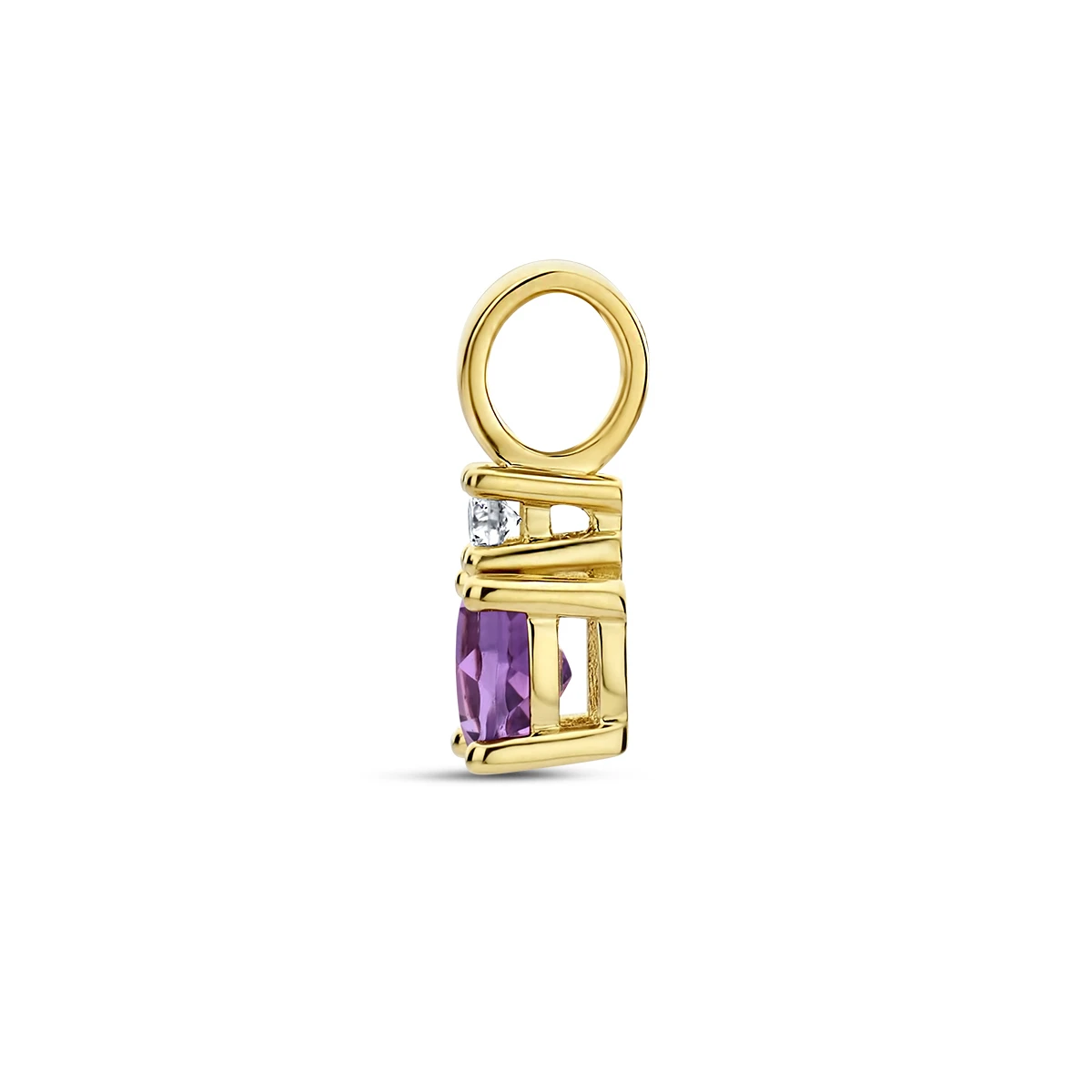 hanger met geboortesteen en diamant 0.02ct h p1 14K geelgoud