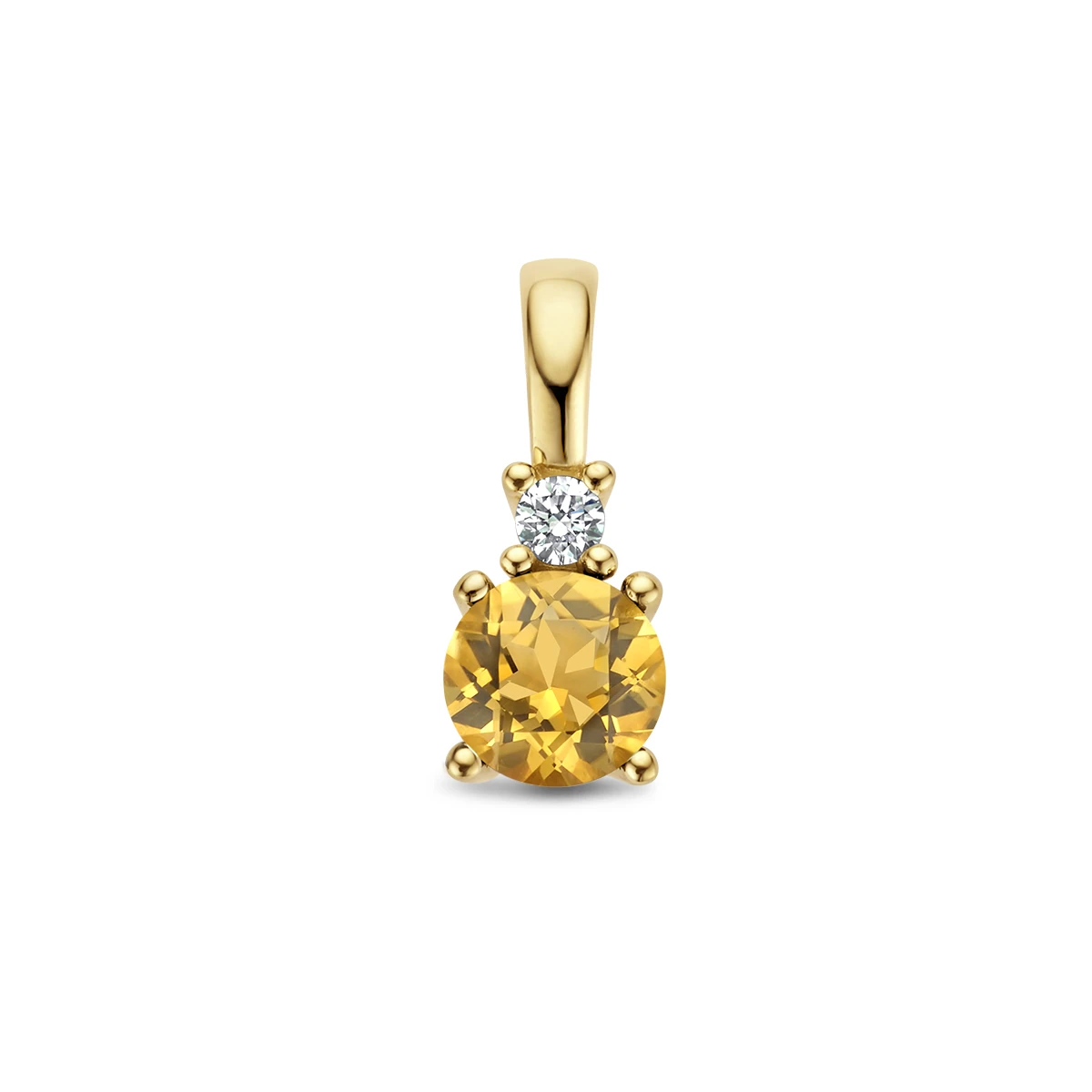 hanger met geboortesteen en diamant 0.02ct h p1 14K geelgoud