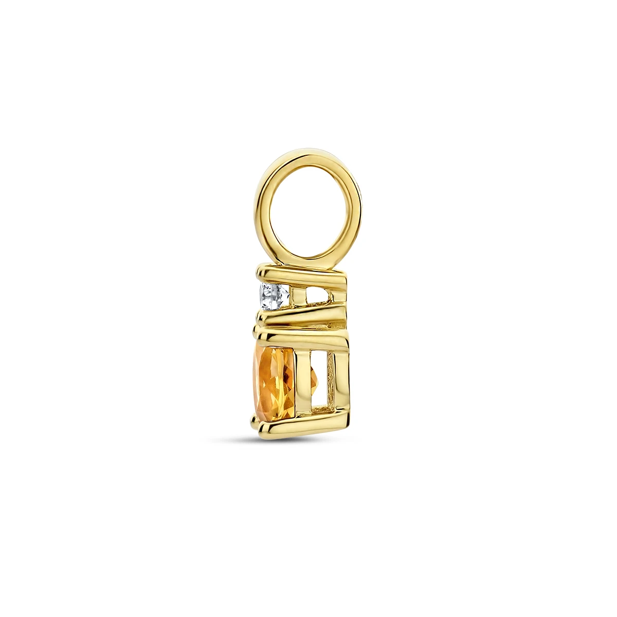 hanger met geboortesteen en diamant 0.02ct h p1 14K geelgoud
