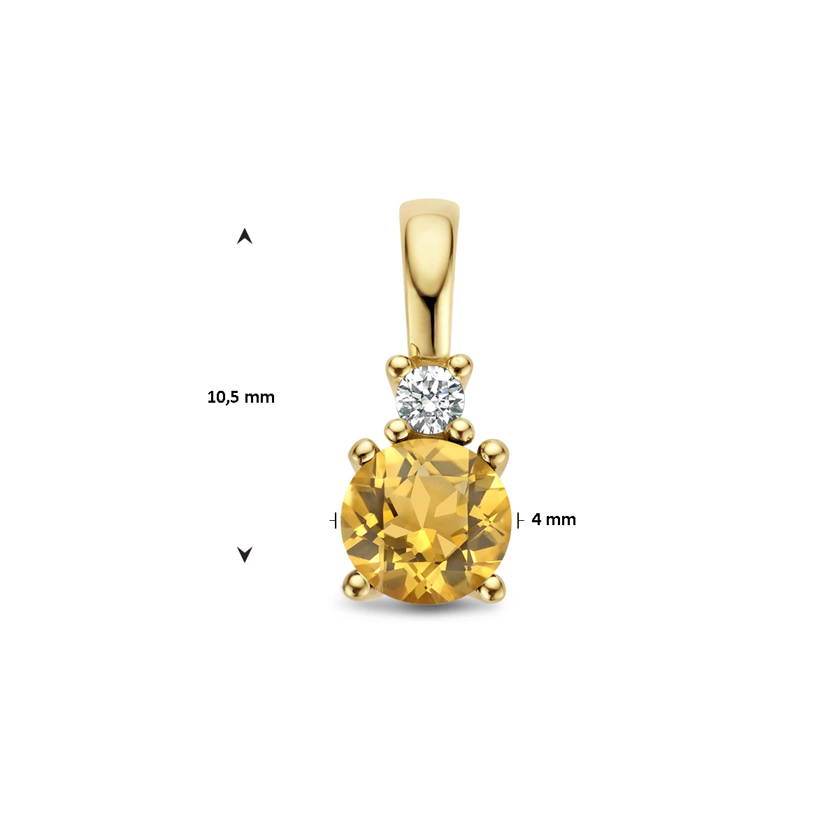 hanger met geboortesteen en diamant 0.02ct h p1 14K geelgoud
