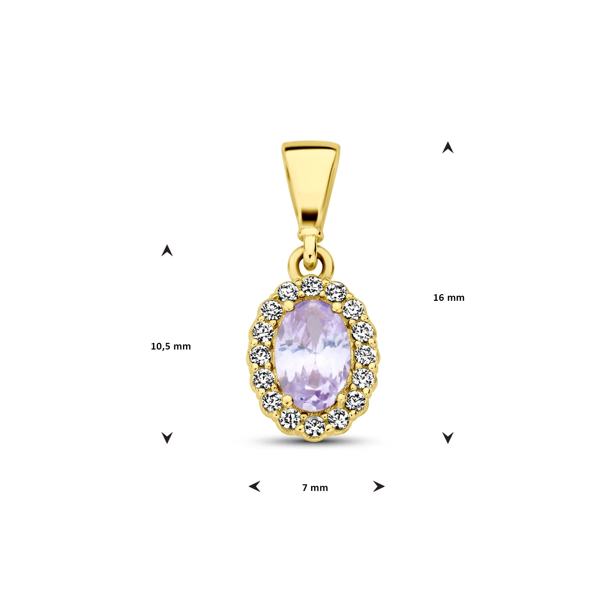 hanger met geboortesteen zirkonia 14K geelgoud