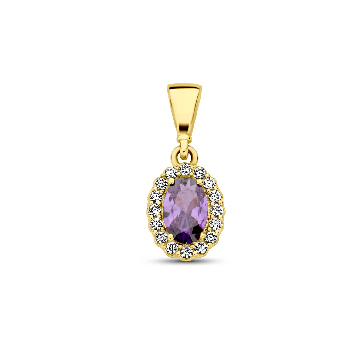 hanger met geboortesteen zirkonia 14K geelgoud