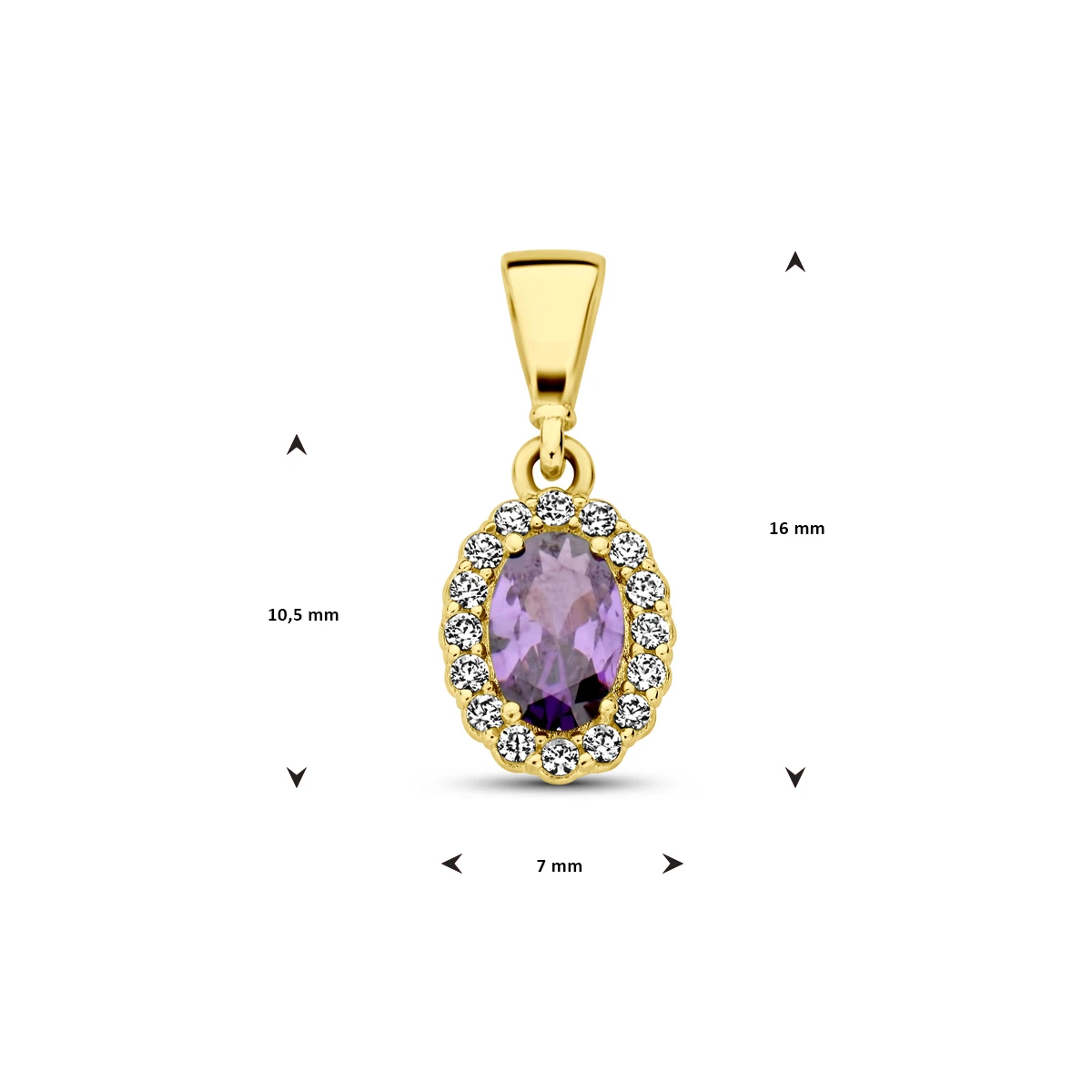 hanger met geboortesteen zirkonia 14K geelgoud