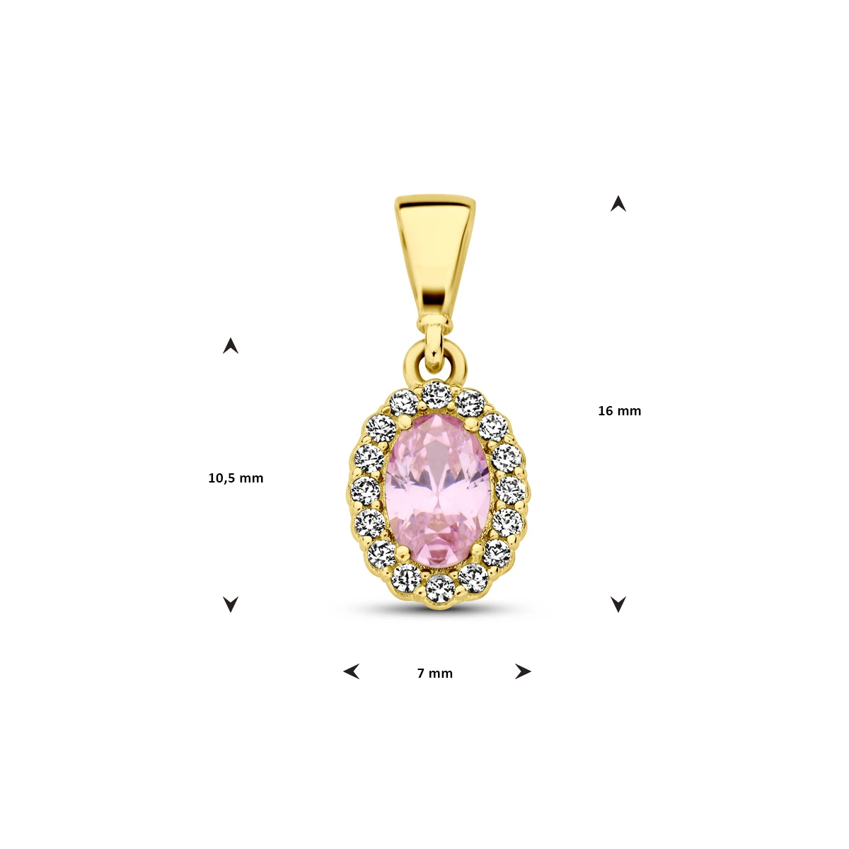 hanger met geboortesteen zirkonia 14K geelgoud