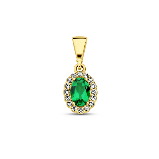 hanger met geboortesteen zirkonia 14K geelgoud