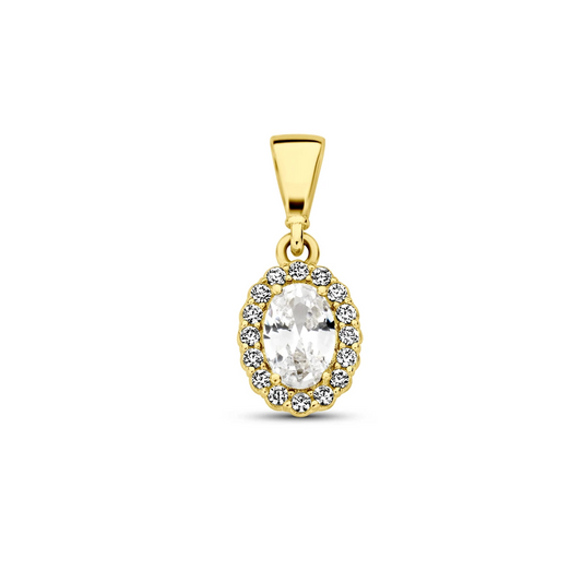 hanger met geboortesteen zirkonia 14K geelgoud
