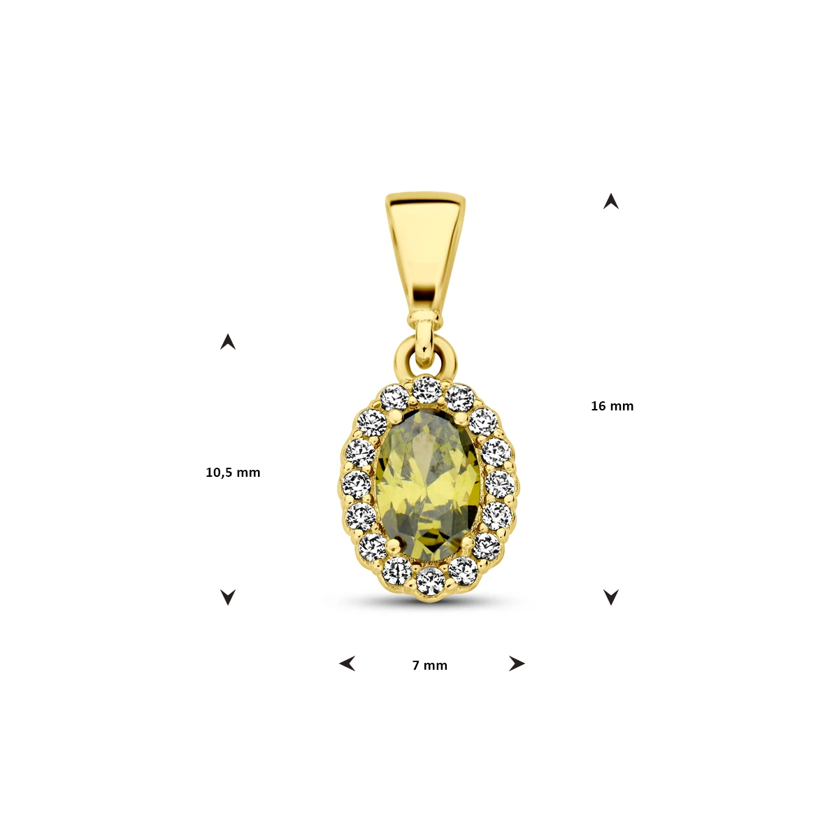 hanger met geboortesteen zirkonia 14K geelgoud