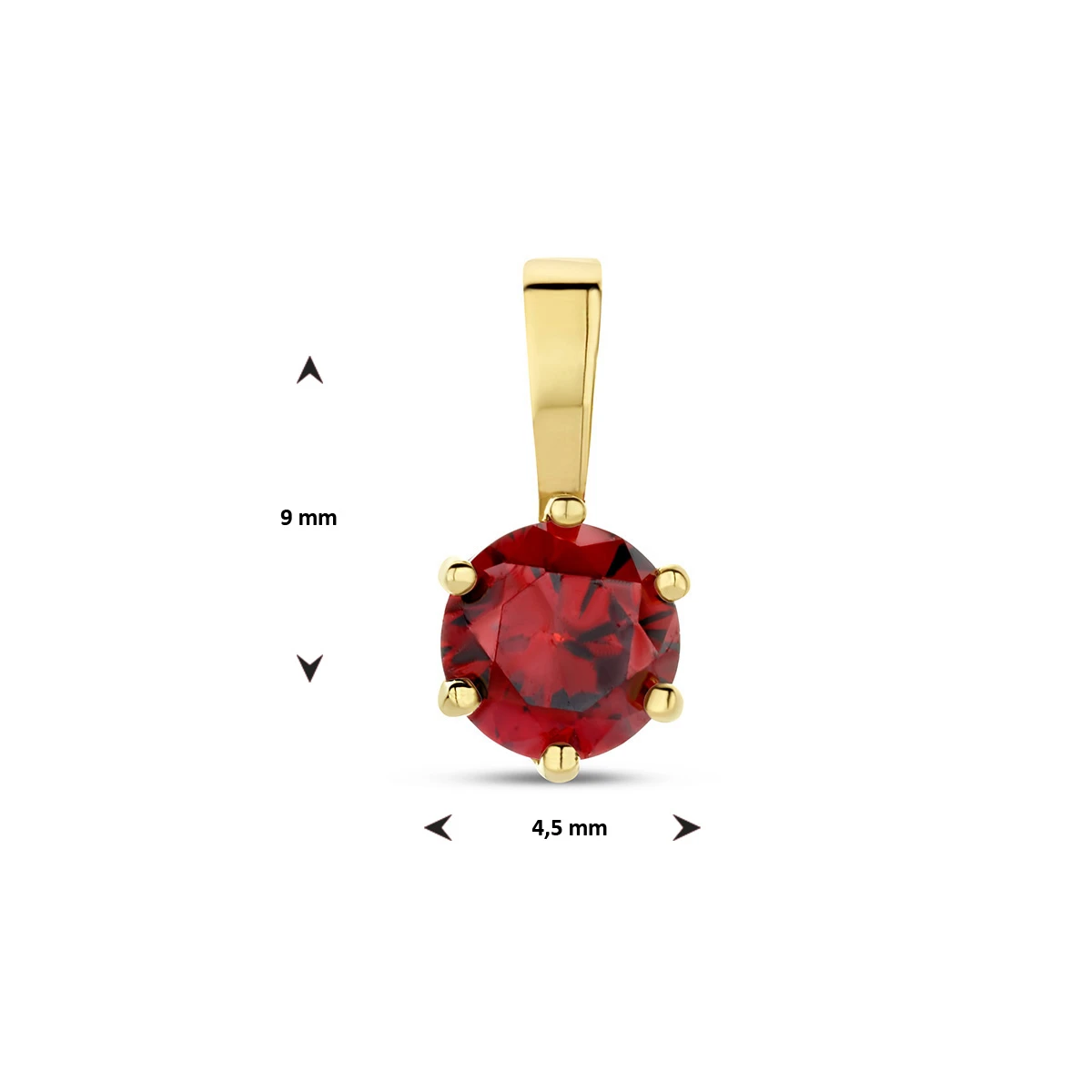 hanger met geboortesteen zirkonia 9 mm 14K geelgoud