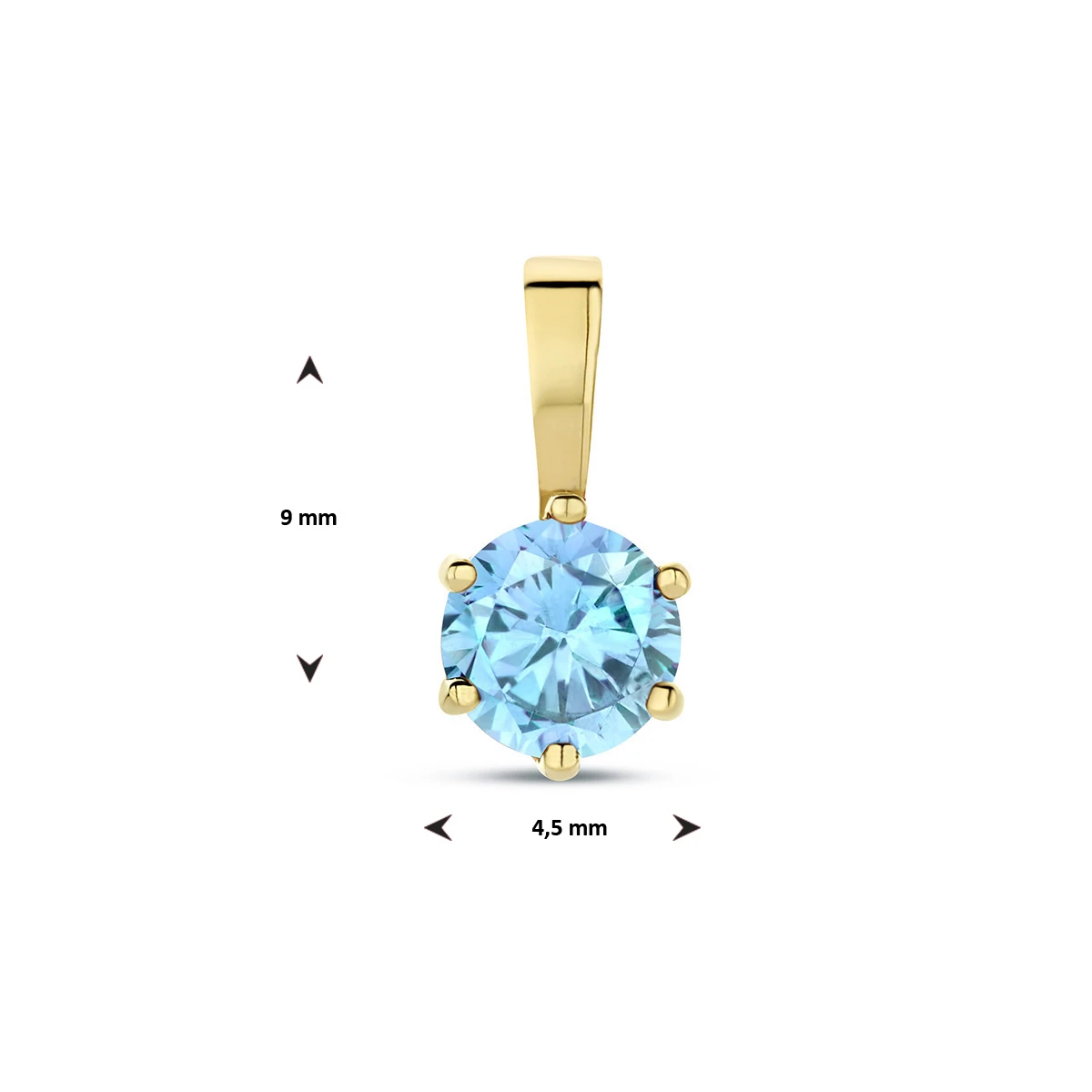 hanger met geboortesteen zirkonia 9 mm 14K geelgoud