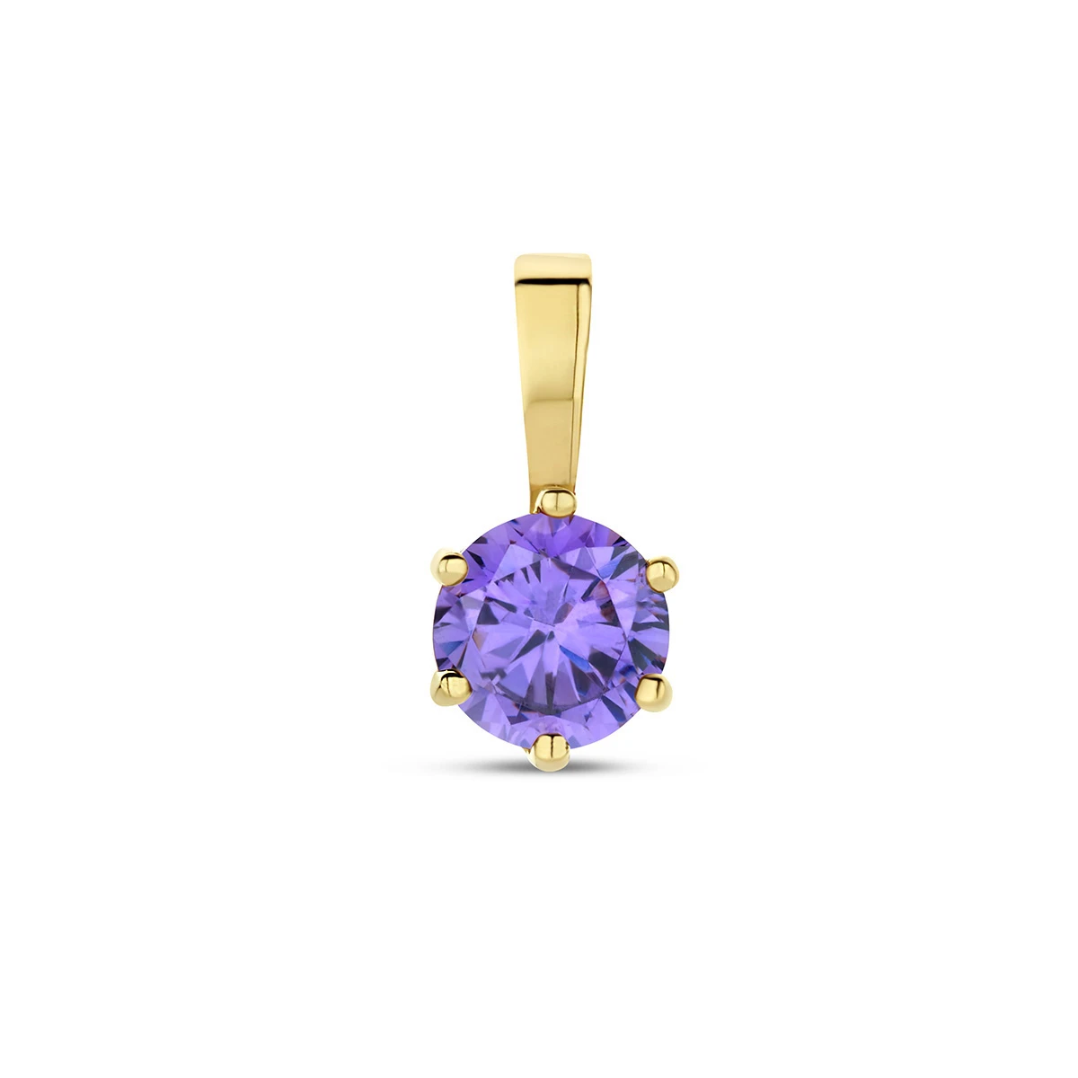 hanger met geboortesteen zirkonia 9 mm 14K geelgoud