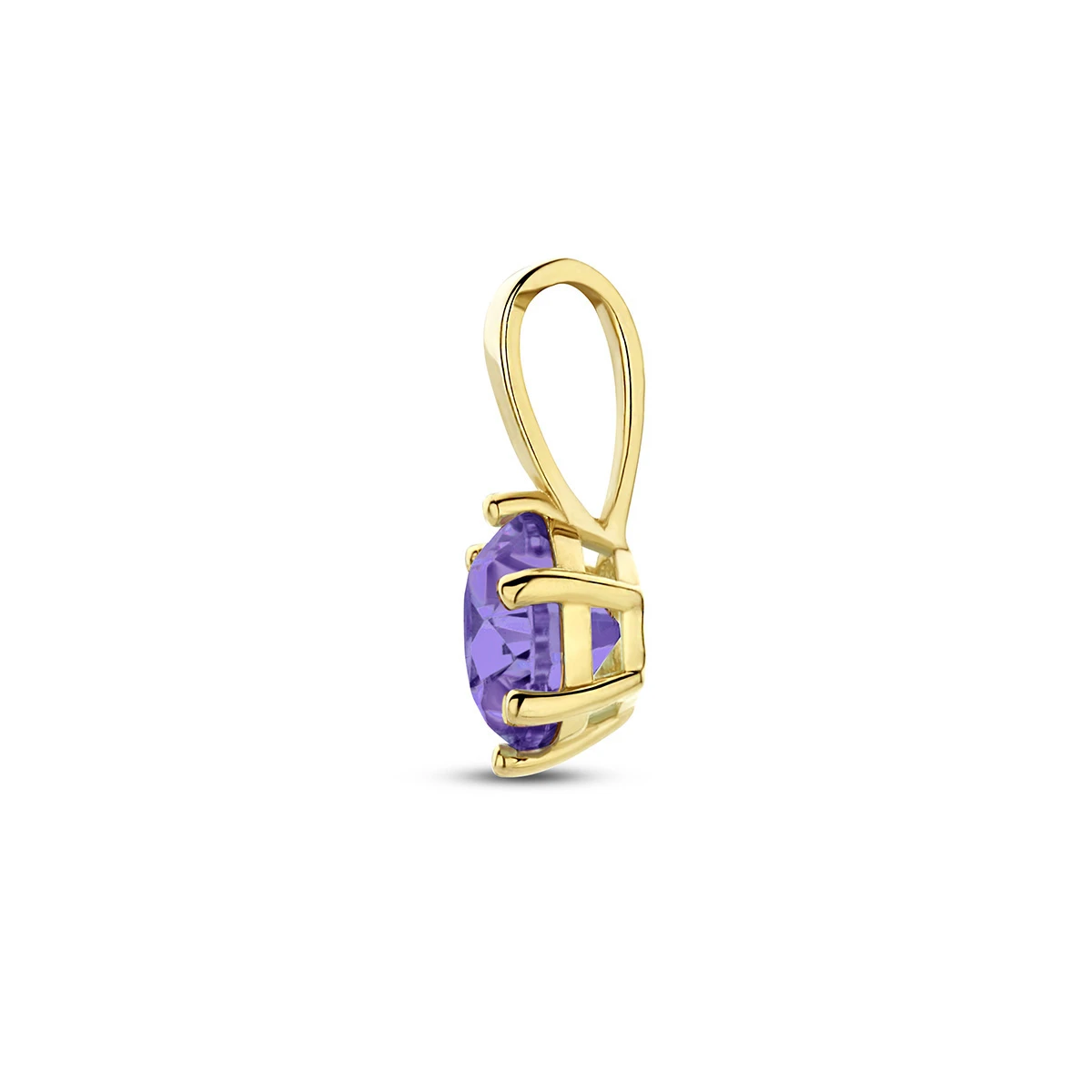 hanger met geboortesteen zirkonia 9 mm 14K geelgoud